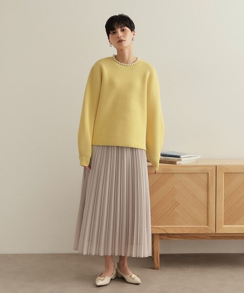 OPAQUE.CLIP(オペークドットクリップ)の「パール調ボタン付ニット【洗濯機洗い可/抗ピル】(ニット/セーター・レディース・ホワイト/ブラック/イエロー系その他/サックスブルー・38/40/42)」の18枚目の写真