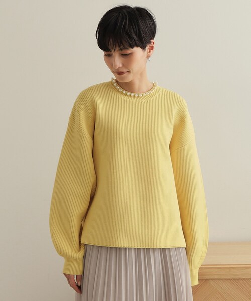 OPAQUE.CLIP(オペークドットクリップ)の「パール調ボタン付ニット【洗濯機洗い可/抗ピル】(ニット/セーター・レディース・ホワイト/ブラック/イエロー系その他/サックスブルー・38/40/42)」の21枚目の写真