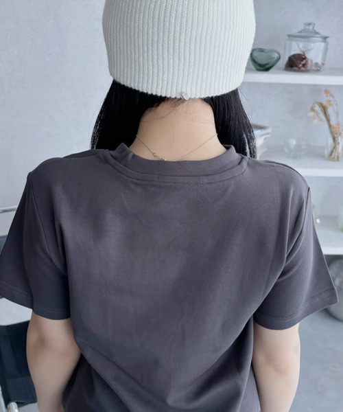 Ada.(エイダ)の「リボン ワンポイント 刺繍 半袖 Tシャツ(Tシャツ/カットソー・レディース・ホワイト/ピンク/チャコール・FREE)」の14枚目の写真