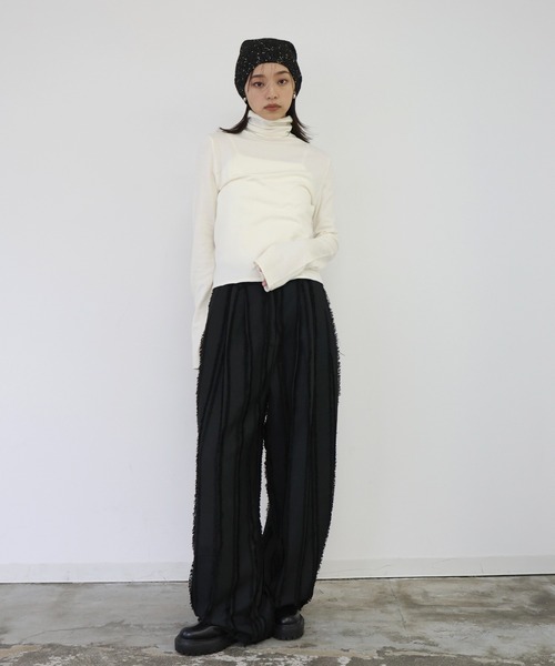 hellam（へラム）の「フリンジストライプタックパンツ（スラックス・レディース・ブラックミックス/アイボリー/ブラック・FREE）」の10枚目の写真