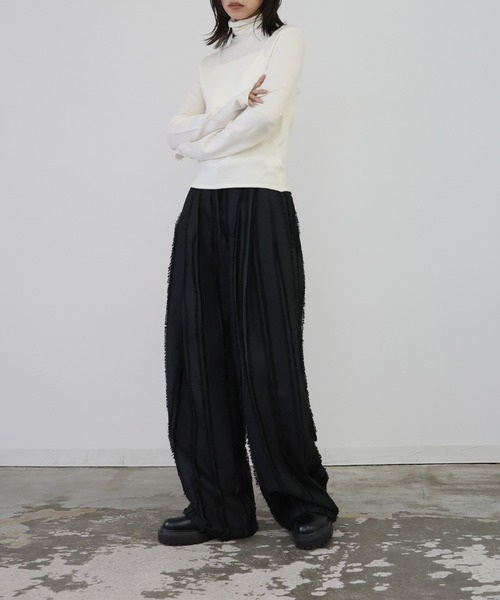 hellam（へラム）の「フリンジストライプタックパンツ（スラックス・レディース・ブラックミックス/アイボリー/ブラック・FREE）」の11枚目の写真