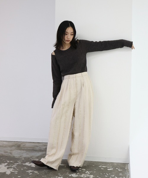 hellam（へラム）の「フリンジストライプタックパンツ（スラックス・レディース・ブラックミックス/アイボリー/ブラック・FREE）」の20枚目の写真