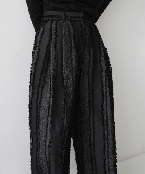 hellam（へラム）の「フリンジストライプタックパンツ（スラックス・レディース・ブラックミックス/アイボリー/ブラック・FREE）」の6枚目の写真