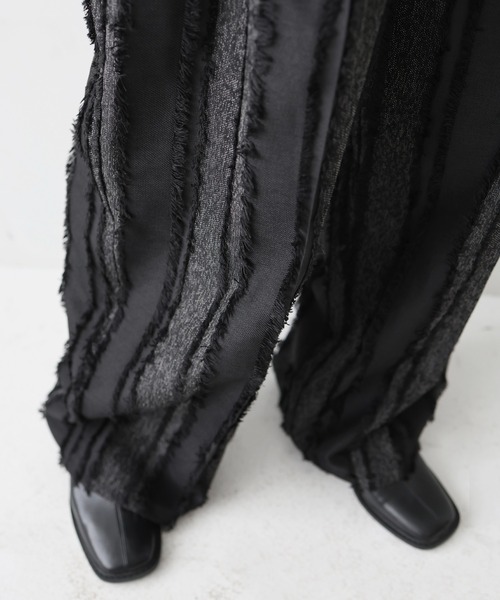 hellam（へラム）の「フリンジストライプタックパンツ（スラックス・レディース・ブラックミックス/アイボリー/ブラック・FREE）」の9枚目の写真