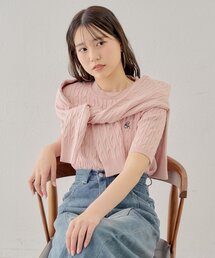 【SET ITEM】アンサンブルケーブル胸刺繍カーディガン