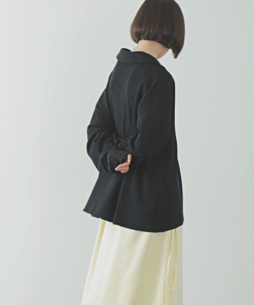 PURE BRIGHT（ピュアブライト）の「スキッパー襟サーマルトップス（Tシャツ/カットソー・レディース・オフホワイト/グレー/ブラック・FREE）」の6枚目の写真