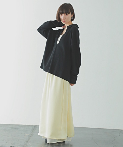 PURE BRIGHT（ピュアブライト）の「スキッパー襟サーマルトップス（Tシャツ/カットソー・レディース・オフホワイト/グレー/ブラック・FREE）」の8枚目の写真