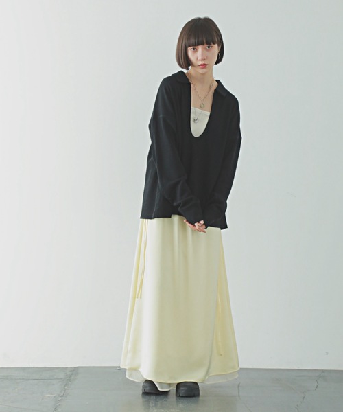 PURE BRIGHT（ピュアブライト）の「スキッパー襟サーマルトップス（Tシャツ/カットソー・レディース・オフホワイト/グレー/ブラック・FREE）」の7枚目の写真