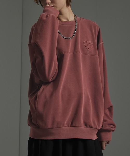 CIYOT（シヨウト）の「【CIYOT-シヨウト-】ヴィンテージメイクシームデザイン ケミカルウォッシュダメージパッチロゴスウェット（スウェット・メンズ・アッシュグレー/ブルー/ワイン/スミクロ・M/L）」の4枚目の写真