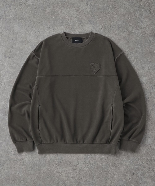 CIYOT（シヨウト）の「【CIYOT-シヨウト-】ヴィンテージメイクシームデザイン ケミカルウォッシュダメージパッチロゴスウェット（スウェット・メンズ・アッシュグレー/ブルー/ワイン/スミクロ・M/L）」の6枚目の写真