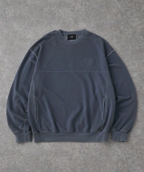 CIYOT（シヨウト）の「【CIYOT-シヨウト-】ヴィンテージメイクシームデザイン ケミカルウォッシュダメージパッチロゴスウェット（スウェット・メンズ・アッシュグレー/ブルー/ワイン/スミクロ・M/L）」の8枚目の写真