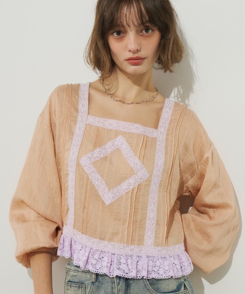 Unitage（ユニテージ）の「スクエアレースブラウス（シャツ/ブラウス・レディース・ホワイト/ピンク・FREE）」の19枚目の写真