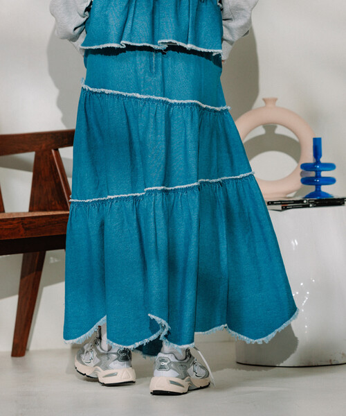 美品 RED VALENTINO デニムティアードスカート フレアスカート 38 美品