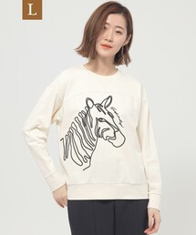 【L】【ウォッシャブル】ゼブラコードエンブロイダリースウェット