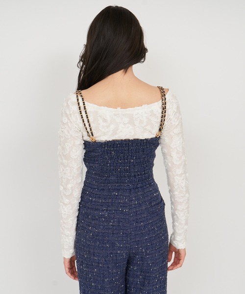 ROYAL PARTY（ロイヤルパーティー）の「ダブルチェーンストラップツイードオールインワン（つなぎ/オールインワン・レディース・ブラック/ネイビー/オフホワイト/ピンク・FREE）」の20枚目の写真