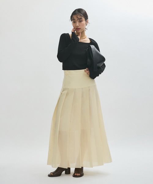 ADAM ET ROPE'(アダムエロペ)の「シアーオーガンジープリーツスカート(スカート・レディース・ホワイト系その他5/ブラック・36/38)」の5枚目の写真