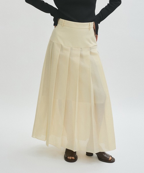 ADAM ET ROPE'(アダムエロペ)の「シアーオーガンジープリーツスカート(スカート・レディース・ホワイト系その他5/ブラック・36/38)」の12枚目の写真