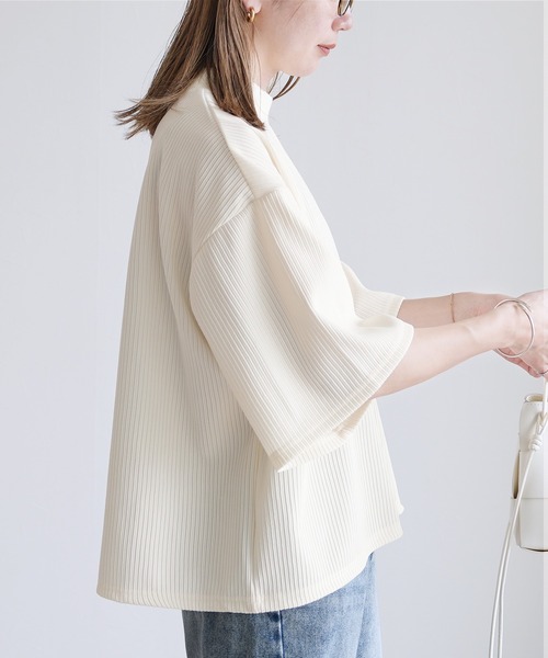 reca(レカ)の「リップルプルオーバー(Tシャツ/カットソー・レディース・アイボリー/ブラック・M)」の8枚目の写真