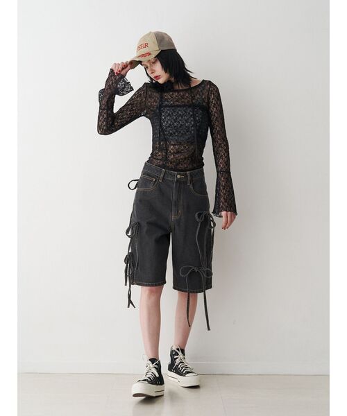 tシャツ レースギャザーシアートップス レディース jouetie（ジュエティ）の「レースギャザーシアートップス