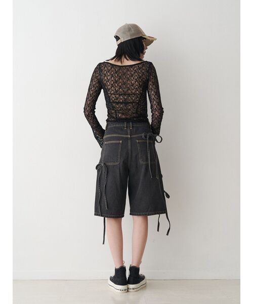 jouetie(ジュエティ)の「レースギャザーシアートップス コサージュ付き(Tシャツ/カットソー・レディース・アイボリー/ブラック/ボルドー・MEDIUM)」の8枚目の写真