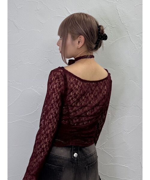 tシャツ コサージュギャザートップス「セットアップ対応」 レディース jouetie（ジュエティ）の「レースギャザーシアートップス