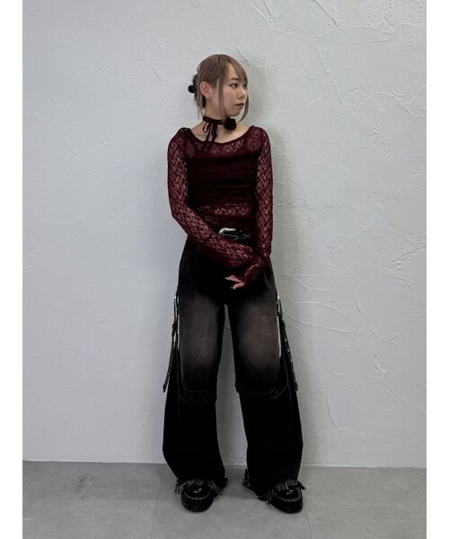 tシャツ レースギャザーシアートップス レディース jouetie（ジュエティ）の「レースギャザーシアートップス