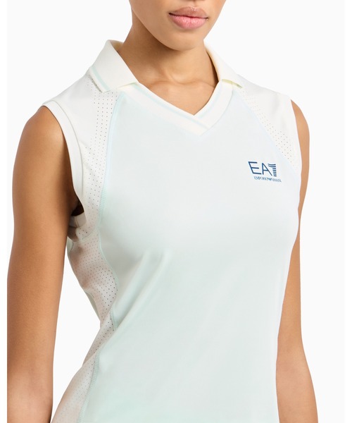 EMPORIO ARMANI EA7（エンポリオアルマーニイーエーセブン）の「<オンライン限定>【エンポリオ アルマーニ EA7】Tennis Pro トップス VENTUS7テクニカルファブリック（ポロシャツ・レディース・アクア・MEDIUM/SMALL/X-SMALL/LARGE）」の3枚目の写真