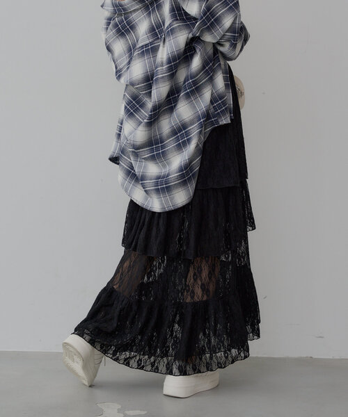 Chico（チコ）の「スリットティアードレーススカート（スカート・レディース・ブラック/ライトベージュ/ホワイト・FREE）」の14枚目の写真