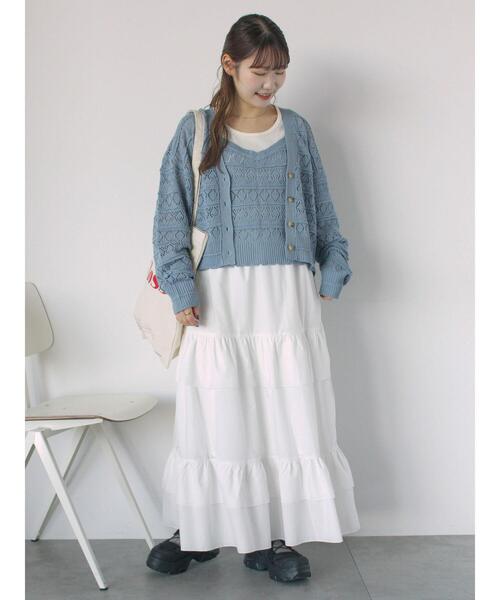 ehka sopo（エヘカソポ）の「前後2WAY透かし編みビスチェ（ニット/セーター・レディース・オフホワイト/イエロー/グリーン/サックスブルー・F）」の9枚目の写真