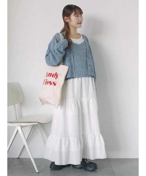 ehka sopo（エヘカソポ）の「前後2WAY透かし編みビスチェ（ニット/セーター・レディース・オフホワイト/イエロー/グリーン/サックスブルー・F）」の10枚目の写真