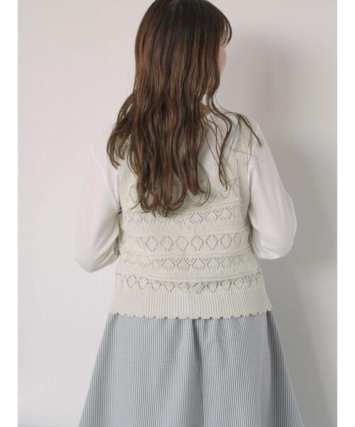 ehka sopo（エヘカソポ）の「前後2WAY透かし編みビスチェ（ニット/セーター・レディース・オフホワイト/イエロー/グリーン/サックスブルー・F）」の13枚目の写真