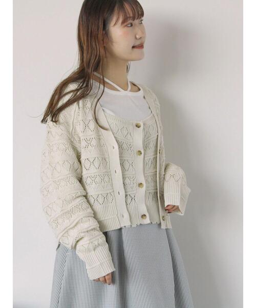 ehka sopo（エヘカソポ）の「前後2WAY透かし編みビスチェ（ニット/セーター・レディース・オフホワイト/イエロー/グリーン/サックスブルー・F）」の15枚目の写真