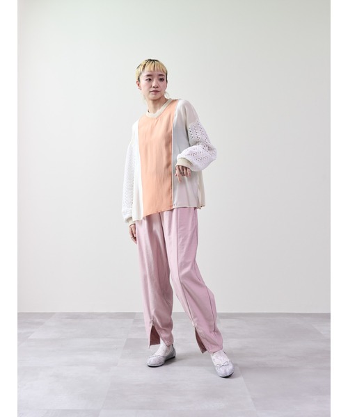 DOLLUPOOPS（ドールアップウップス）の「配色異素材切替トップス（シャツ/ブラウス・レディース・オレンジ/ブラック/チャコールグレー・38）」の4枚目の写真