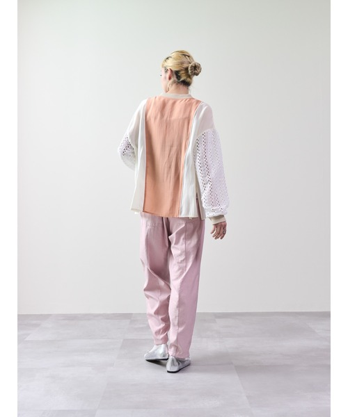 DOLLUPOOPS（ドールアップウップス）の「配色異素材切替トップス（シャツ/ブラウス・レディース・オレンジ/ブラック/チャコールグレー・38）」の6枚目の写真