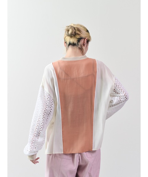 DOLLUPOOPS（ドールアップウップス）の「配色異素材切替トップス（シャツ/ブラウス・レディース・オレンジ/ブラック/チャコールグレー・38）」の7枚目の写真