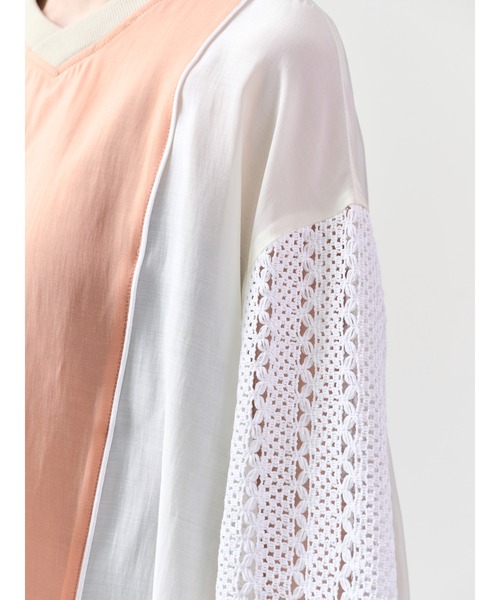 DOLLUPOOPS（ドールアップウップス）の「配色異素材切替トップス（シャツ/ブラウス・レディース・オレンジ/ブラック/チャコールグレー・38）」の9枚目の写真