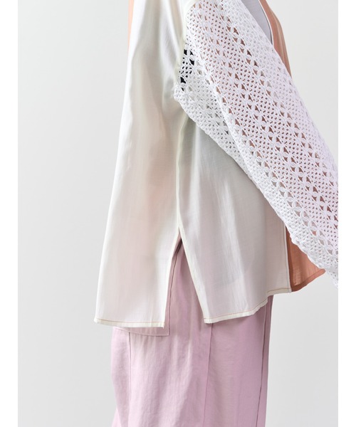 DOLLUPOOPS（ドールアップウップス）の「配色異素材切替トップス（シャツ/ブラウス・レディース・オレンジ/ブラック/チャコールグレー・38）」の11枚目の写真