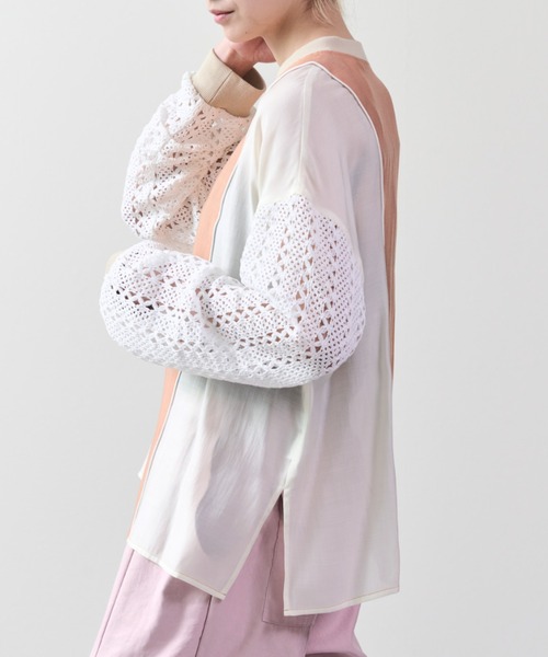 DOLLUPOOPS（ドールアップウップス）の「配色異素材切替トップス（シャツ/ブラウス・レディース・オレンジ/ブラック/チャコールグレー・38）」の13枚目の写真