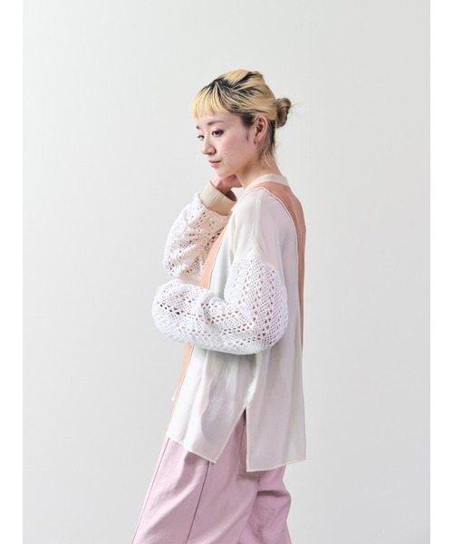 DOLLUPOOPS（ドールアップウップス）の「配色異素材切替トップス（シャツ/ブラウス・レディース・オレンジ/ブラック/チャコールグレー・38）」の14枚目の写真