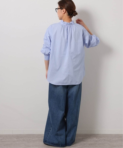 ブラウス シャツ 「追加2」ハイカウントコットンスタンドカラー2way レディース 追加2》ハイカウントコットンスタンドカラー2way（シャツ