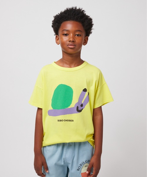 BOBO CHOSES（ボボショーズ）の「Funny Snail T-shirt（Tシャツ/カットソー・キッズ・イエロー・100/110/120/130/140）」の2枚目の写真