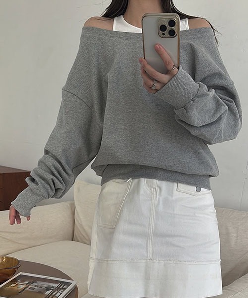 トップス WILLFULLY tank layered like sweat tops WILLFULLY（ウィルフリー）の「tank layered like sweat tops（Tシャツ
