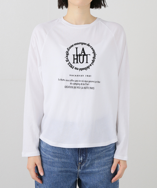 美品！ ラ ユット ロゴラグランTee サックスブルー La Hutte La Hutte / ラ ユット ロゴラグランTee（Tシャツ／カットソー