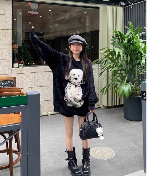 UP START(アップスタート)の「【LAMPOON】シャギードッグニット(ニット/セーター・レディース・ブラック・FREE)」の2枚目の写真