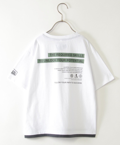 ikka(イッカ)の「裾レイヤープリントアソートTシャツ 2(120~160cm)(Tシャツ/カットソー・キッズ・ダークグレー/ダークオリーブ/エメラルドブルー/オフホワイト・120/130/140/150/160)」の2枚目の写真