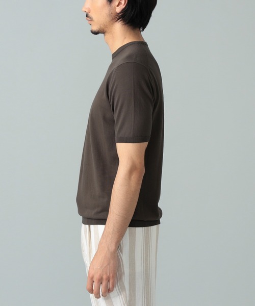 ROBERTO COLLINA(ロベルトコリーナ)の「ROBERTO COLLINA / コットン クルーネック ニット(Tシャツ/カットソー・メンズ・ナチュラル/ダークブラウン・52 8R/50 8R/48 8R/46 8R)」の6枚目の写真