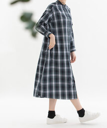 先染タイプライター取り外しスリーブシャツワンピース