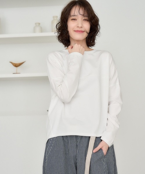 studio CLIP（スタディオクリップ）の「《days》バスト切り替えリラックスロングスリーブTシャツ（Tシャツ/カットソー・レディース・ライトブルー/チャコール/ホワイト・FREE）」の2枚目の写真