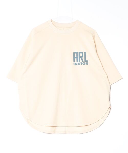 hunch(ハンチ)の「hunch ミニ裏毛ロゴプリント5分袖Tシャツ(Tシャツ/カットソー・レディース・チャコール/アイボリー/ベージュ・FREE)」の12枚目の写真