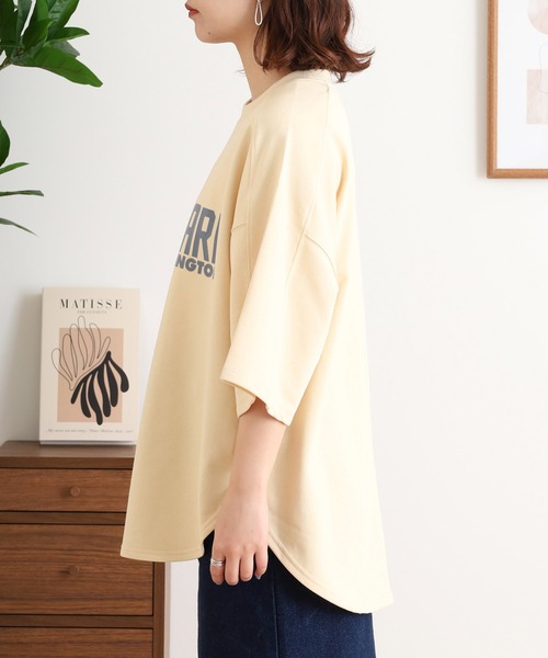 セール】hunch ミニ裏毛ロゴプリント5分袖Tシャツ（Tシャツ